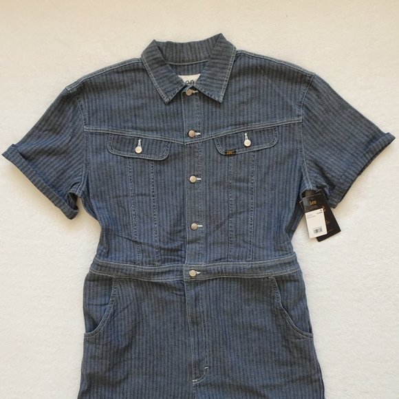 LEE Denim Romper Size XL Blue Short Union Alls Vintage Modern - Picture 2 of 14